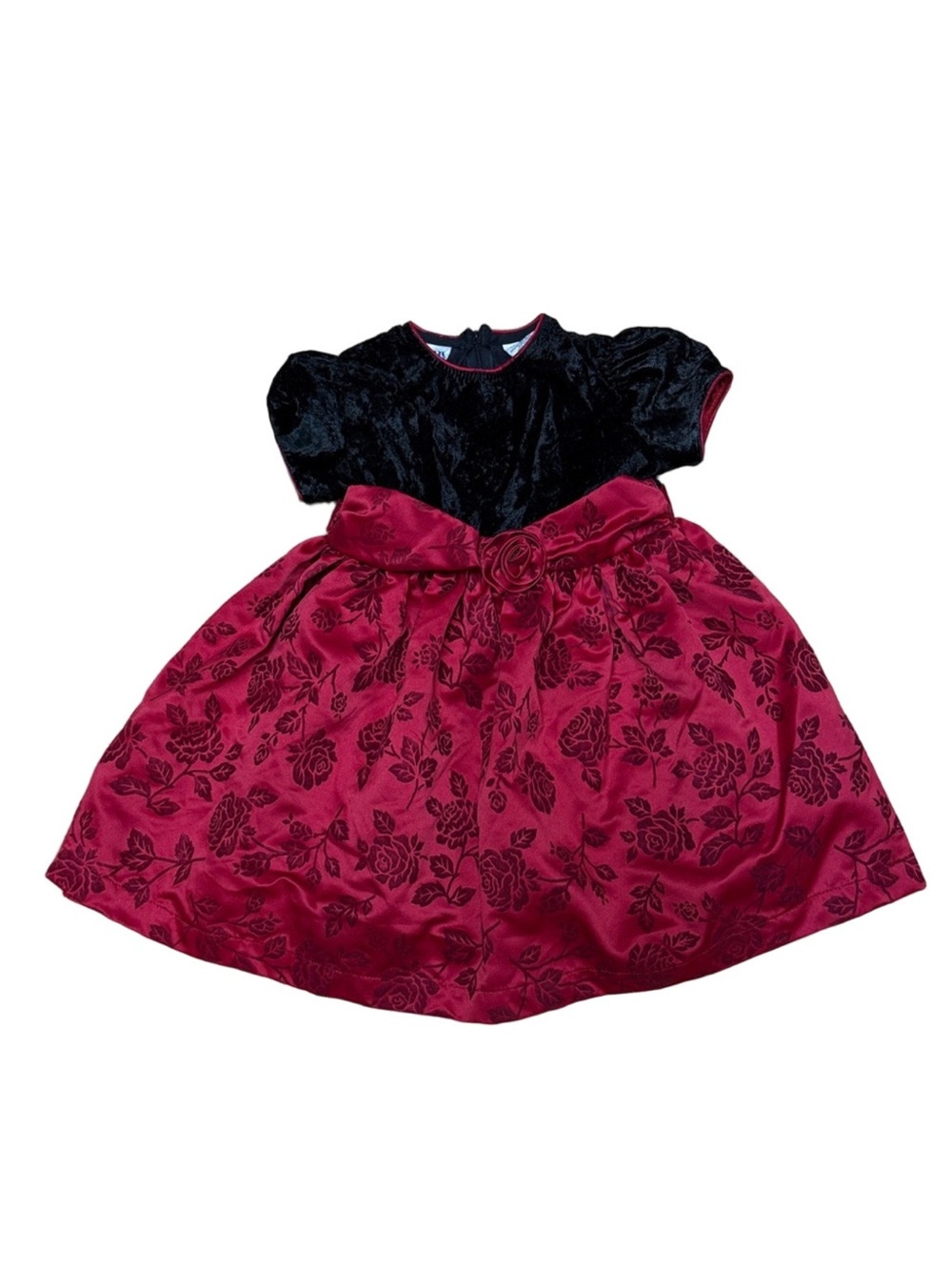 Thomas Black and Red Floral Toddler Dress vintage velvet Holiday